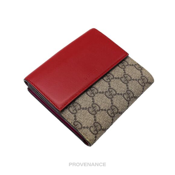 🔴 Gucci Trifold Snap Wallet - GG Supreme Red/Pink - Picture 4 of 11